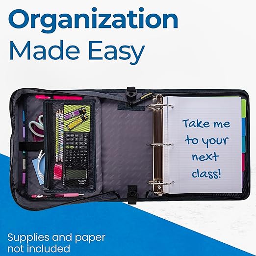 Case-it Mighty Zip Tab School Zipper Binder | 3-Inch O-Rings, 600-Sheet Capacity, 5-Subject Expanding File Folder, Multiple Pockets & Storage Organizer, Shoulder Strap | D-146 Mountains