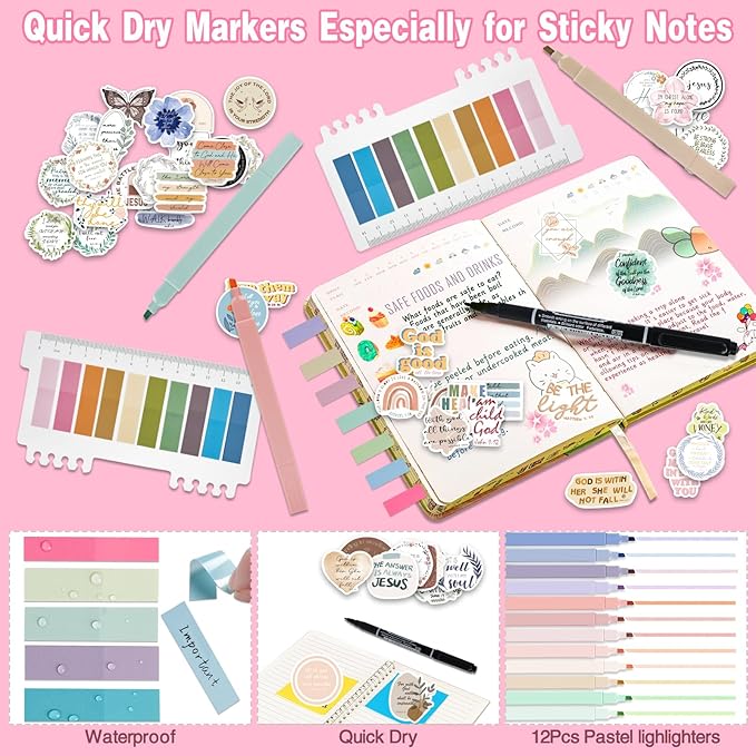 Bible Study Supplies Journaling Kit for Women, All-in-One Bible Journaling Kit with Bible Highlighters and Pens No Bleed, Bible Tabs, Bookmarks, Bible Bag – Back-to-School Gifts(97pcs)