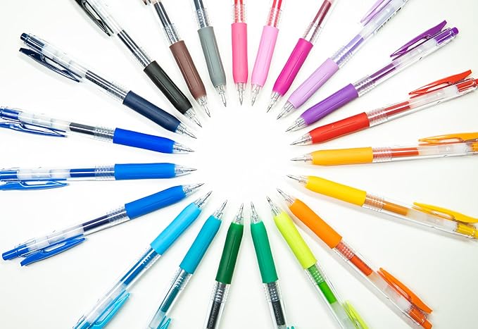 Zebra Pen Sarasa Clip Retractable Gel Pen, 0.5mm Fine Point, Rainbow Assorted Vibrant Ink Color, Water-Based, Ideal for Office and School, Journal, Note Taking and Planner Use, 20-Pack (47220)