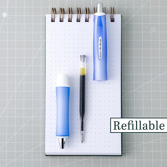 PILOT Dr. Grip Frosted Refillable & Retractable Ballpoint Pen, Medium Point, Black Ink, 3-Pack - Ideal for School, Journaling & Office Writing