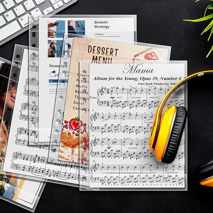 Heavyweight Sheet Music Sleeves - 20 PCS Choral Folder Sleeves for Music Binder, 8.511 Sheet Protectors