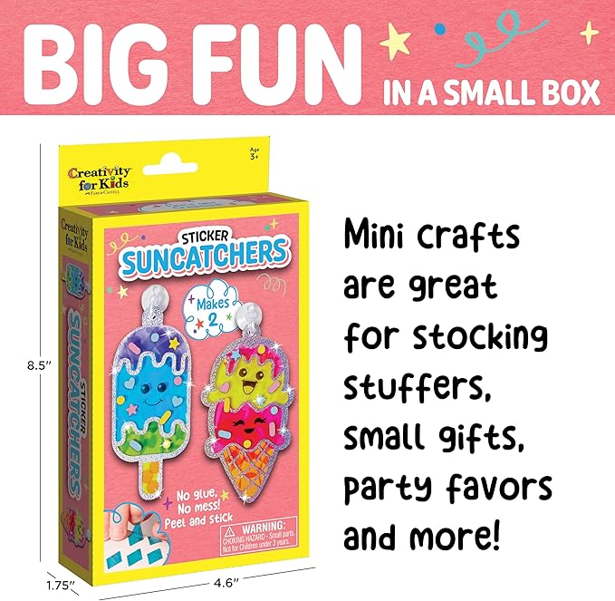 Creativity for Kids Sticker Sun Catchers Mini Craft Kit: Create 2 Suncatchers - Toddler Easter Basket Stuffers and Gifts, Arts & Crafts for Kids, Window Art for Kids (Ages 3+)
