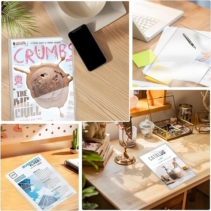 30 Pack No Holes Sheet Protectors, 8.5" x 11", Letter Size Heavy Duty Clear View Page Sleeves Protectors, Clear Paper Document Artwork Protectors