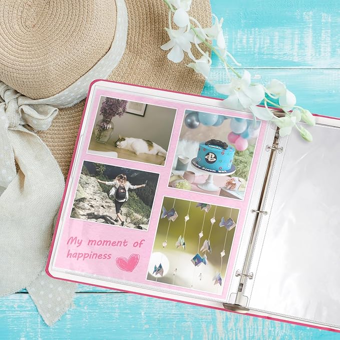 Vmiapxo 40 Pack Scrapbook Refill Pages 12x12 Inch, Clear Page Protectors Fit 3 Ring Scrapbooking Binder & 12 x 12 Photo Album, Heavyweight Plastic Protective Sleeves, Sheet Protectors