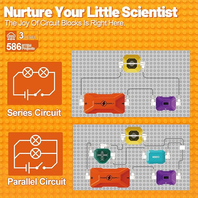 Science Kits for Kids - STEM Kits for Kids, Electronics Exploration Kit, Over 420 Projects, 50 Circuit Parts with Bubble Maker,Fan & Flying Helicopter, STEM Educational Toy Gifts for Boys& Girls