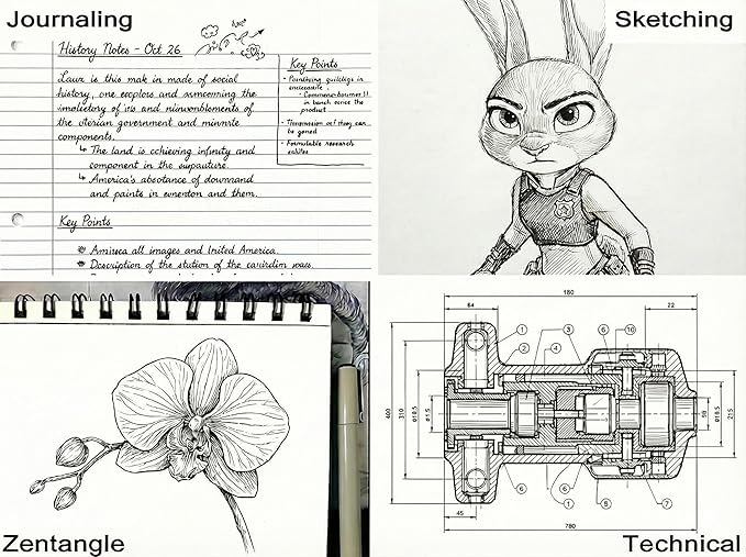 EBOT Micro Fineliner Drawing Art Pens,12 Black Fine Liner Waterproof Art Line Professional Drawing Watercolour Marker Sketching Illustration Manga Calligraphy Sketch Zentangle Outline