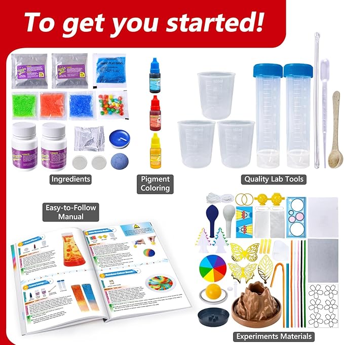 UNGLINGA 111 Experiments Science Kit for Kids, Chemistry Set, S.T.E.M Toys Boys Girls Birthday Gifts, Volcano, Crystal, Physics Lab Educational Learning Project