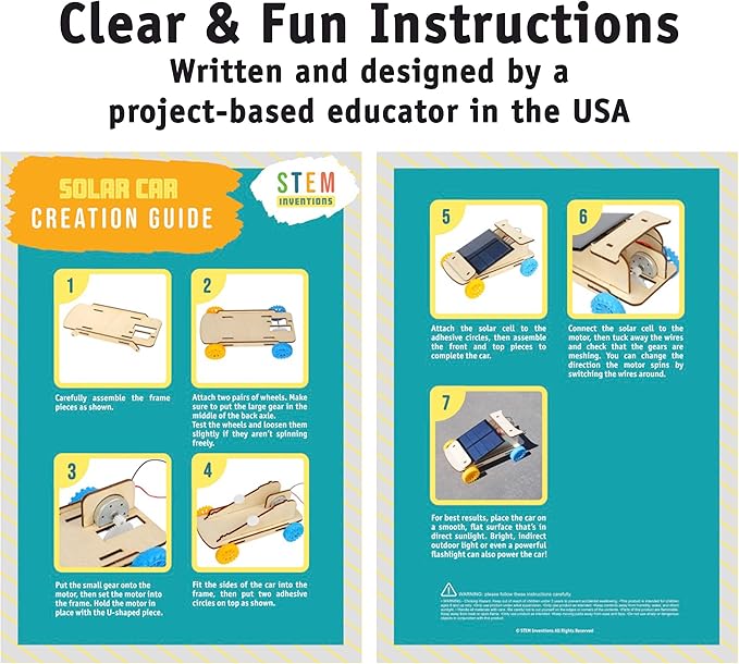 Solar Powered Car Kit (10-Pack) – Build-Your-Own Wooden Solar Vehicles for Kids, STEM Engineering Project Kits for Classroom, Renewable Energy Science Experiments, Ages 8 and up