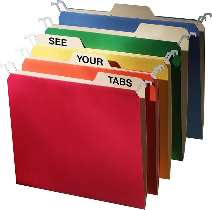 Find It Hanging File Folders for Filing Cabinet Storage - Pack of 20, Letter-Sized File Folder Set for Documents and Valuables - Filing Products for Organization, Back to School Supplies, Assorted
