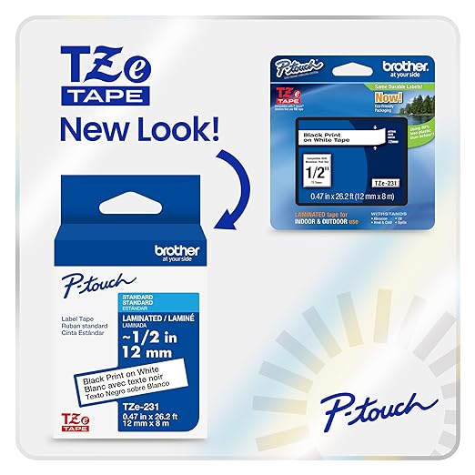 Brother Tape, Black on Clear Extra Strength, 9mm (TZeS121)