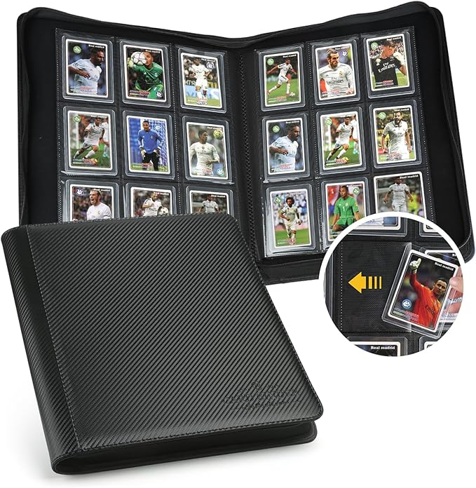 Toploader Binder,Toploader Hard Cases, 9-Pocket Pages Sleeves Hold up 288 Cards.Toploader Card Binder with Sleeves for “3×4” rigid,Card Holder(black)
