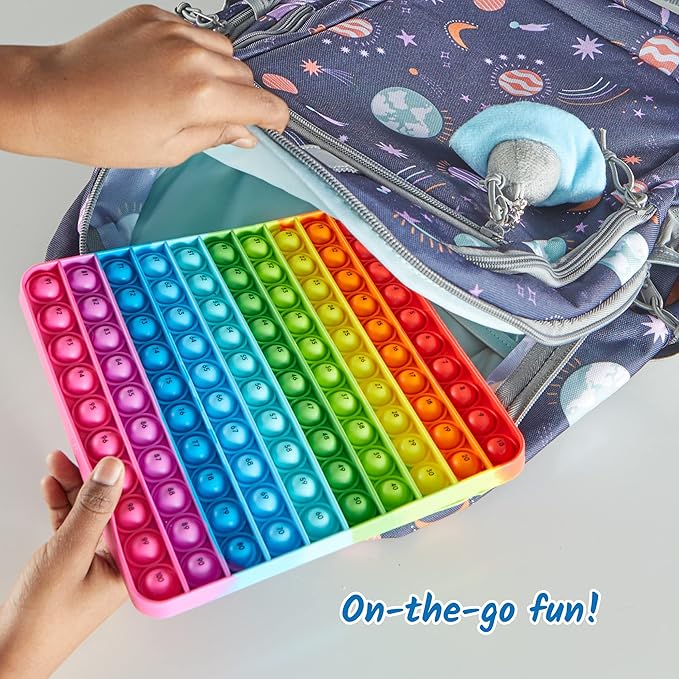 hand2mind Hundred Board Sensory Bubble Popper, Pop Fidget Toys for Kids, Multiplication Board, Math Manipulatives Kindergarten, Fine Motor Toys, Fidgets for Classroom, Calm Down Corner Supplies