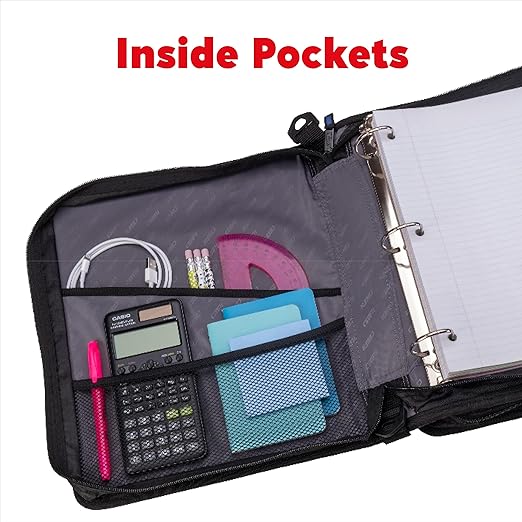 Case-it The Z Shape Zipper Binder - Two Binders in One - Double Sided 1.5 Inch D-Ring - Multiple Pockets - 500 Page Capacity - Comes with Shoulder Strap, Midnight BlueZ-176