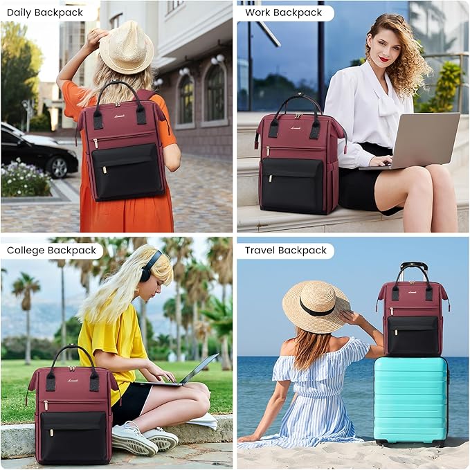 LOVEVOOK Laptop Backpack for Women,15.6 Inch Work Teacher Nurse Bag,Business Computer Backpack Purse with USB Port,Stylish Casual Daypack for Travel