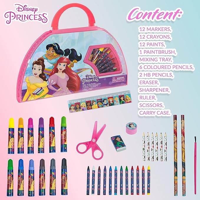Disney Stitch Colored Pencils Art Supplies for Kids Girls Boys Crayons Markers Watercolor Paints Drawing Kit Travel Art Set Gifts for Kids (Pink Princess Set)