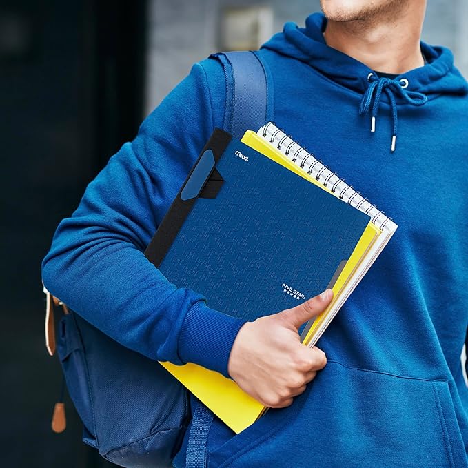 Five Star Advance Spiral Notebook + Study App, 1 Subject, College Ruled Paper, 8-1/2" x 11", 100 Sheets, Spiral Guard, Movable Tabbed Dividers, Pacific Blue (820012D-ECM)