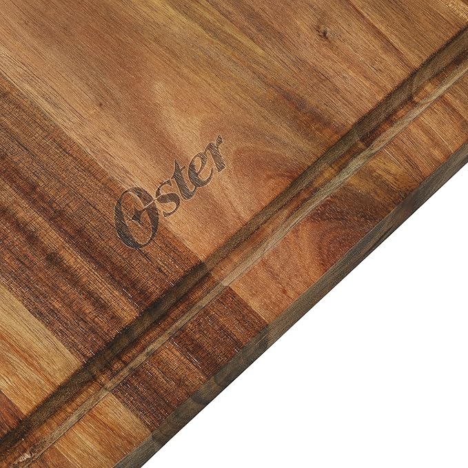 Oster Thornwood 18 x 12 Inch Acacia Wood Cutting Board with Juice Grooves – Durable, Heavy Duty Chopping Board for Kitchen Prep
