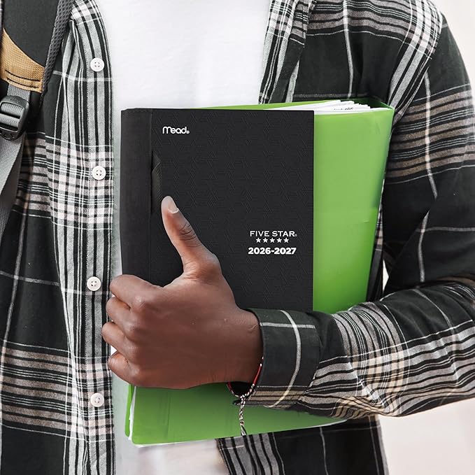 Five Star Planner 2026-2027 Weekly & Monthly Academic 12-Month July-June Advance Student Planner + Study App, 5-1/2" x 8-1/2", Black (CAW45905)