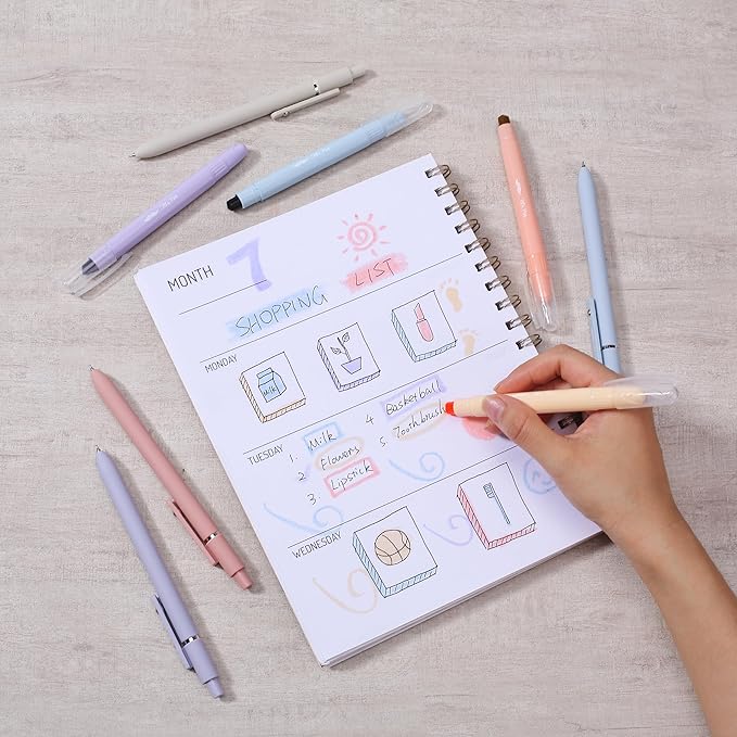 Mr. Pen- Gel Highlighters and Pens, 8 Pack, Pastel Barrel, No Bleed Through, Bible Journaling Kit