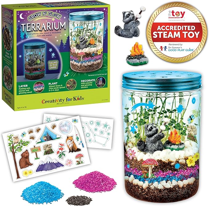 Creativity for Kids Grow 'N Glow Terrarium Kit - Educational Science Kits| Easter Basket Stuffers for Kids Gifts for Boys and Girls| Craft and STEM Projects (Ages 6+)