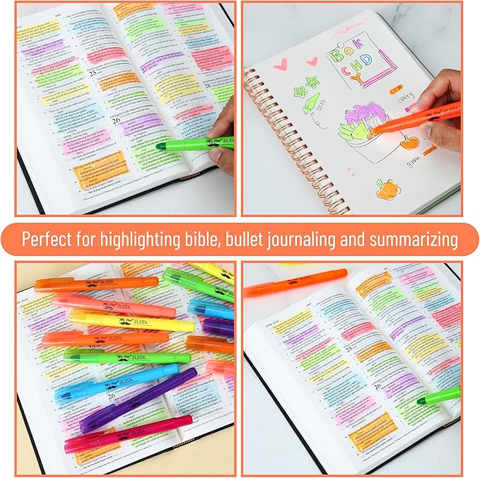Mr. Pen No Bleed Gel Highlighter, Bible Highlighters, Assorted Colors, Pack of 20, Fluorescent Gel Highlighters