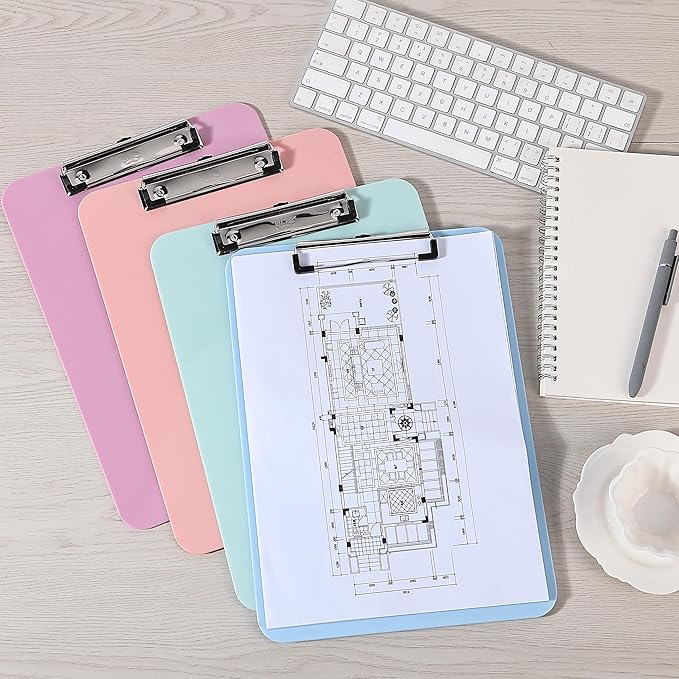 Mr. Pen- Plastic Clipboard, 12.5” x 9”, Pastel Orange, Clipboard Plastic, Low-Profile Metal Clip with Retractable Hanging Hole