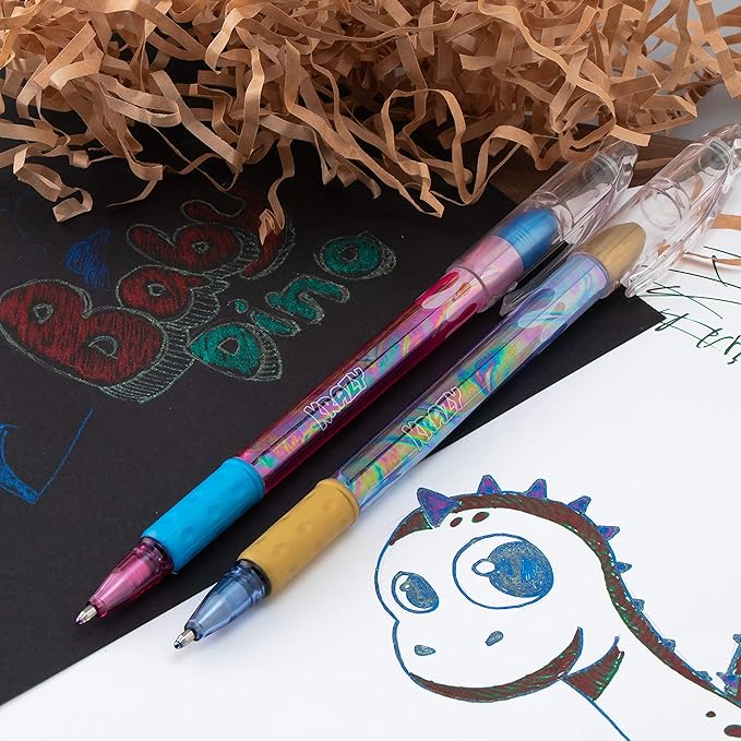 Pentel Arts Krazy Pop Iridescent Gel Pen, (1.0mm) Bold Line, Assorted Ink, Pack of 4 (K91PABP4M3)