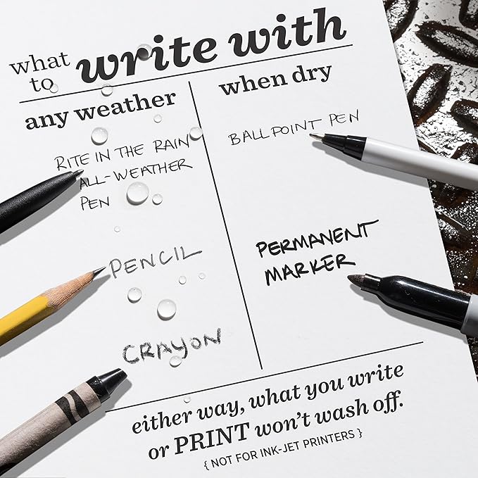Rite in the Rain Weatherproof Bulk Copier Paper, 8.5" x 11", 20# White, 500 Sheet Pack (No. 208511)