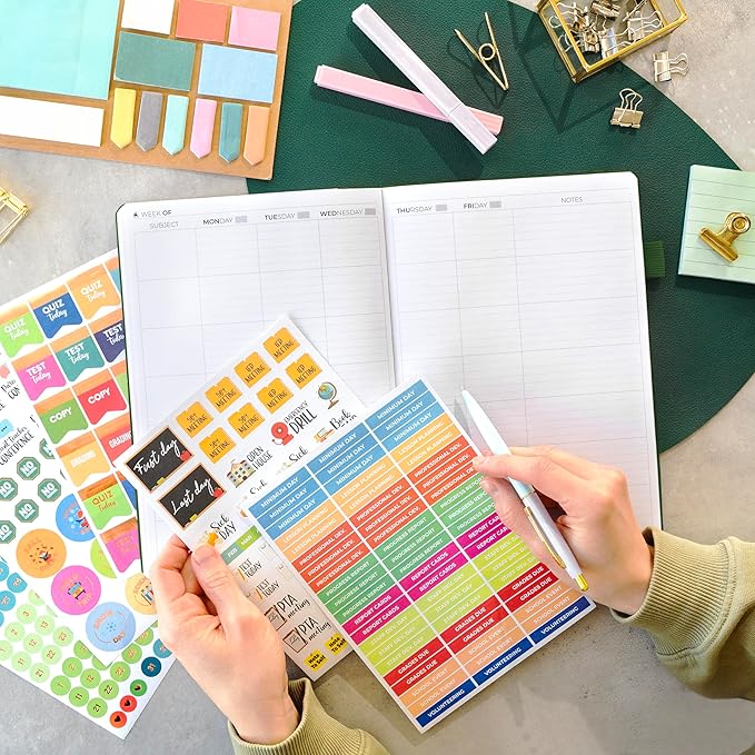 Clever Fox Teacher Planner – School Year Planner with Calendars & Lesson Plans – Teacher Plan Book for Classroom & Homeschool Organization - Undated, 7x10″, Hardcover (Dark Green)