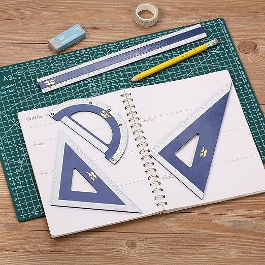 Mr. Pen- Wooden Geometry Set, 4 Pack, Triangle Ruler Set Square, Protractor Set, Protractors, Drafting Triangle, Drafting Tools & Drafting Kits, Geometry Kit, Drawing Tools