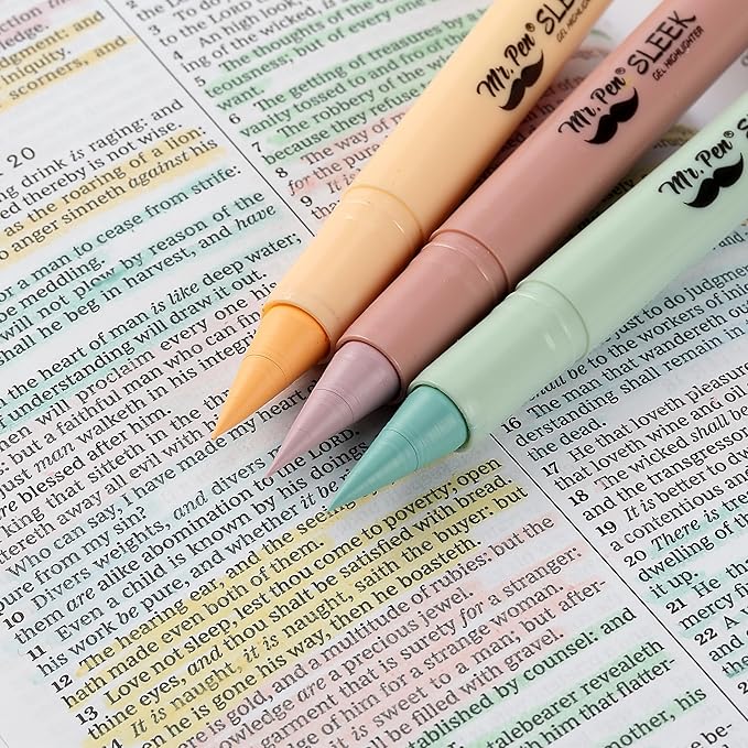 Mr. Pen- Gel Highlighter Set, 16 Pack, Assorted Colors, Bible Highlighters No Bleed Gift Set, No Bleed Highlighters