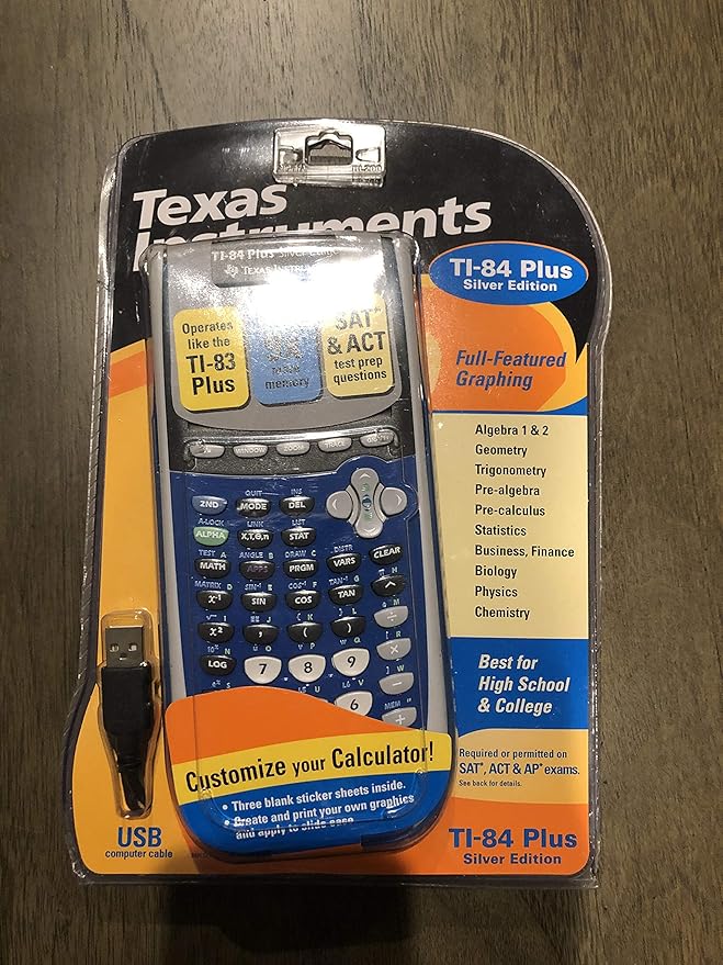 Texas Instruments TI-84 Plus Silver Edition Graphing Calculator - Blue (Renewed)