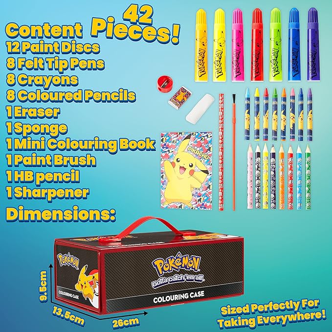 Pokemon Art Set, Colouring Sets for Children, Over 40 Art Supplies for Kids