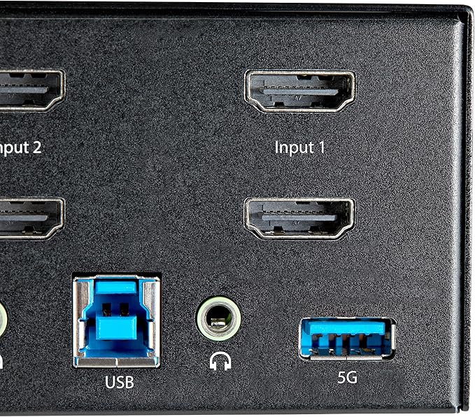 StarTech.com 2 Port Dual Monitor HDMI KVM Switch - 4K 60Hz Ultra HD HDR - Desktop 4K HDMI 2.0 KVM Switch with 2 Port USB 3.0 Hub (5Gbps) & 4X USB 2.0 HID, Audio - Hotkey Switching - TAA