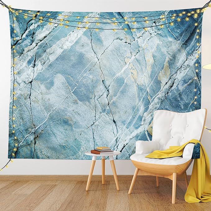 Ambesonne Marble Print Tapestry, Exquisite Granite Stone Architecture Floor Nature Faded Rock Picture, Wall Hanging for Bedroom Living Room Dorm Decor, 40" X 60", Pale Blue Grey