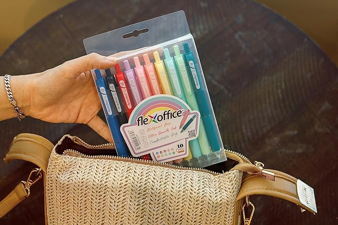 10-Count Assorted Colors Retractable Ballpoint Pens 0.7mm, Pastel Color Barrels with Soft Contoured Grip|Christmas Gifts for Coworkers, Teachers, Friends
