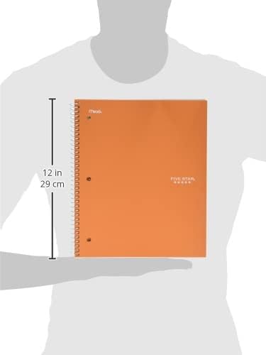 Five Star Spiral Notebook + Study App, 1 Subject, Graph Ruled Paper, 8-1/2" x 11", 100 Sheets, Fights Ink Bleed, Water Resistant Cover, Sedona Orange (620000CD1)