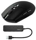 Logitech G305 Lightspeed Wireless Gaming Mouse Bundle with 3.0 4-Port USB Hub (2 Items)
