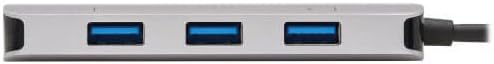 TRIPP LITE Three USB-A Ports USB-C Hub, USB 3.2 Gen 1, 5 Gbps Data Transfer, 100W Power Delivery Charging 20V 5A, Gigabit Network Port, Sturdy Aluminum Housing, 3-Year Warranty (U460-003-3AGALC)
