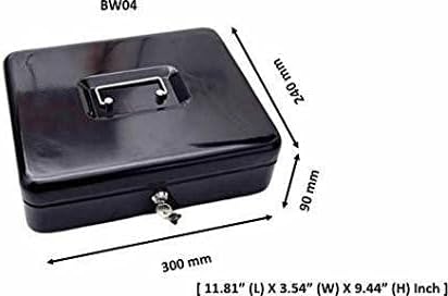 SentrySafe Black Money Saving Box with Cash Tray and Key Lock, Portable Safe Box with Carrying Handle, 0.21 Cubic Feet, 3.75 x 12 x 9.3 Inches, CB-12