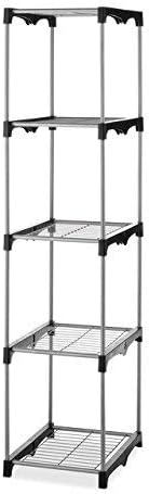 Whitmor 5 Tier Shelf Tower - Closet Storage Organizer,Silver