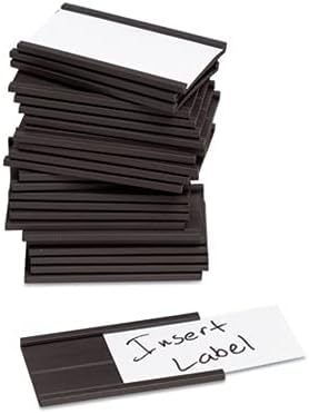 U Brands Magnetic Label Holders, 2" x 1", Black, 25-Pack, Reusable Magnetic Card Holders for Shelving, Warehouse Racks, File Cabinets, and Metal Surfaces