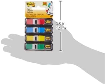 Post-it Flags, 35/Dispenser, 4 Dispensers/Pack.47 in Wide, Assorted Primary Colors (683-4)