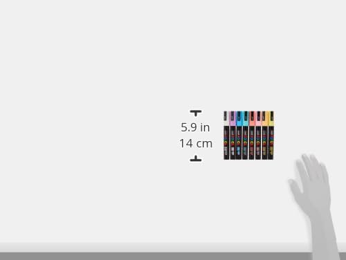 Posca Markers Set, 8 Medium Paint Markers 5M – Soft Tones – White, Sunshine Yellow, Apricot, Light Pink, Coral, Lavender, Light Blue, Aqua Green