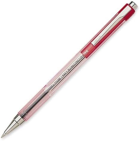 Pilot Better Retractable Ballpoint Pen, Bundle Black, Blue, Red colors Fine Point 07, 10 COUNT