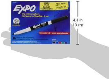 EXPO Low Odor Dry Erase Markers Fine Tip Assorted Colors 36 Count