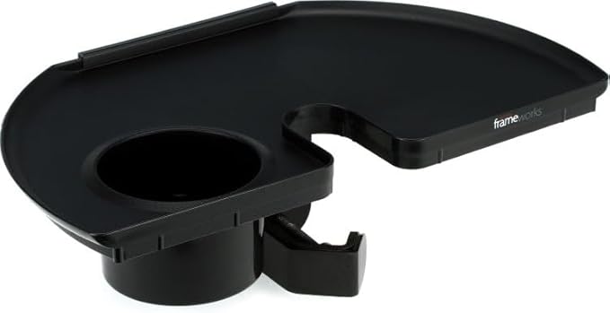 Gator Frameworks Microphone Stand Accessory Tray with Drink Holder and Guitar Pick Tab, 12" x 7" (GFW-MIC-ACCTRAY)