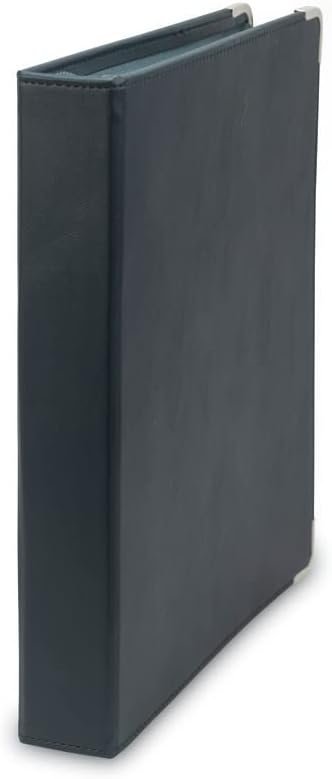 Samsill Leather Binder, Classic Collection - Zippered, Executive Presentation Portfolio, 1.5 Inch Round Ring (Holds 325 Sheets), Silver Corner Accents, Navy