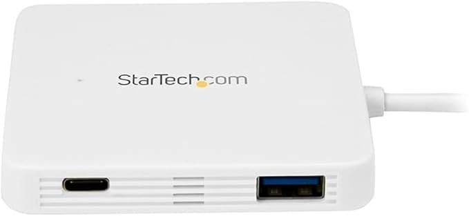 StarTech.com USB C Hub – Powered – White – 3 Port USB-C to USB-A (3X) and GbE RJ45 (1x) – USB to Ethernet – USB Port Expander (HB30C3APDW)