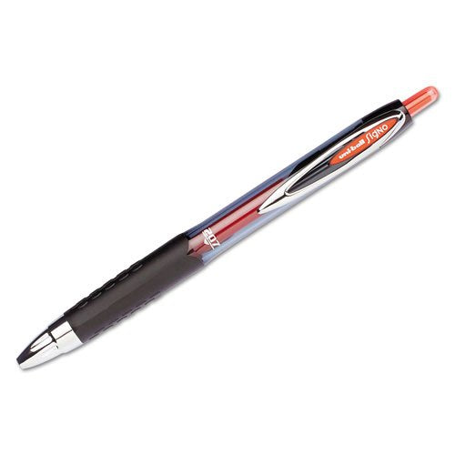 uni-ball® 207™ Retractable Fraud Prevention Gel Pens, Medium Point, 0.7 mm, Black Barrels, Red Ink, Pack Of 12